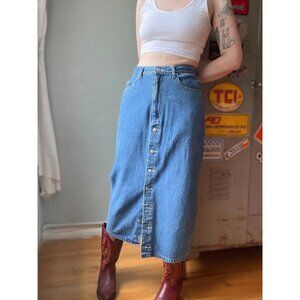 Vintage Y2K Denim Maxi Skirt | 2000s No Excuses High‑Waist Long Jean Skirt